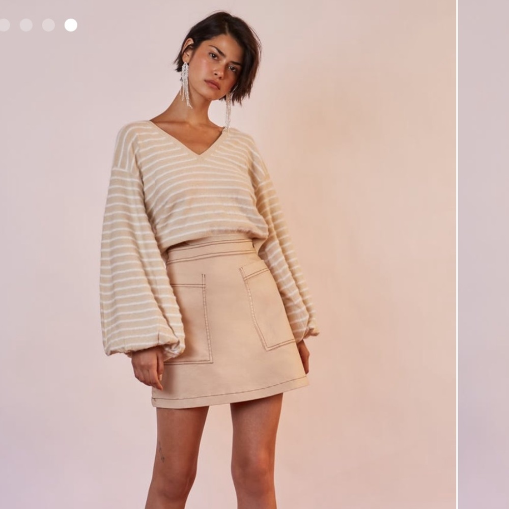NWT Finders Keepers Yayo Knit Biscuit w Ivory